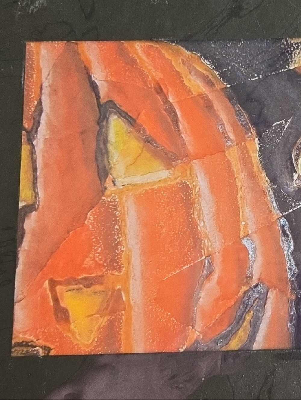 Abstract Painting, Orange and Black Pumpkin In Black Mat